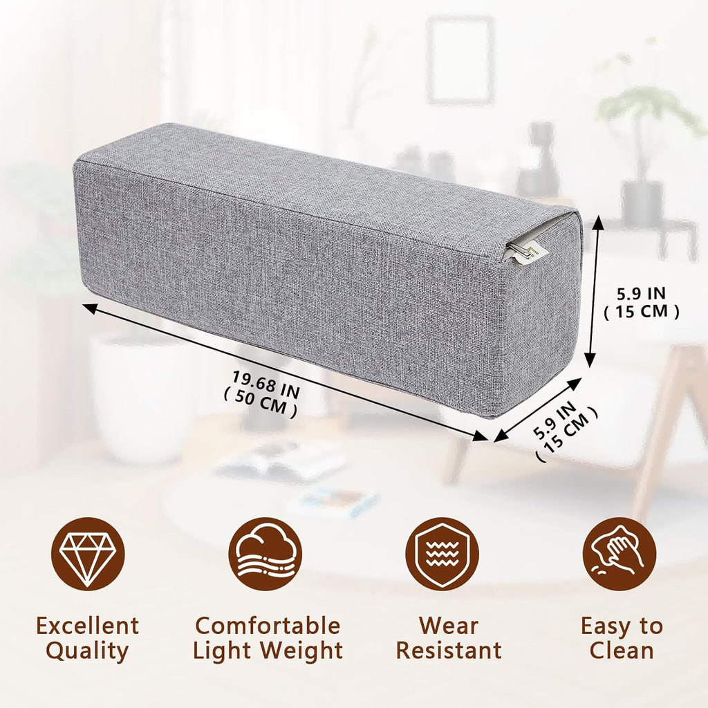 MMuteTouch 2 Pack Couch Arm Rest Pillow, 6''x6''x20'' Linen Cover, High Density Foam Armrest Cushion, Removable & Washable Elbow Support fo…