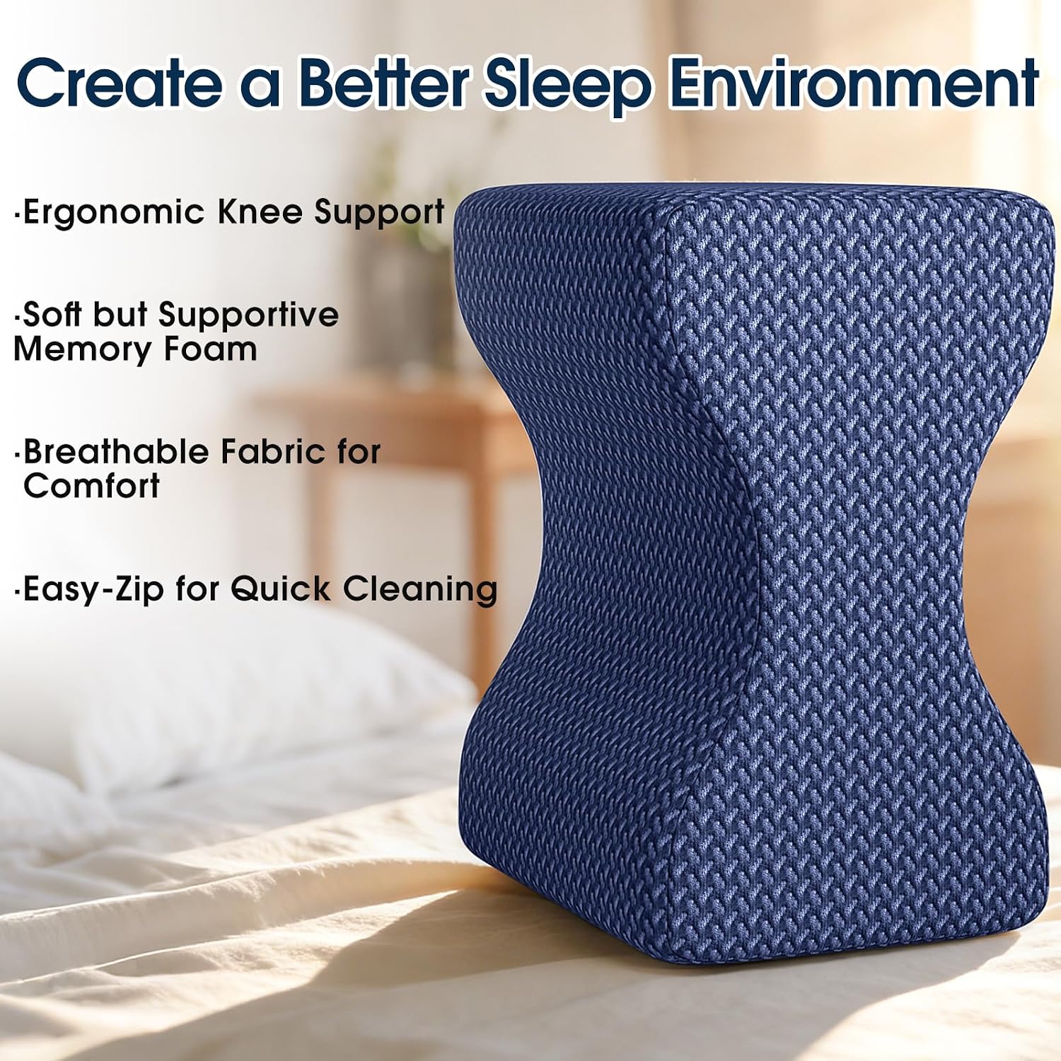 BlissTrends Memory Foam Knee Pillow, Knee Pillow for Side Sleepers, Leg Pillows for Sleeping Blood Circulation, Elevation Pillow for…