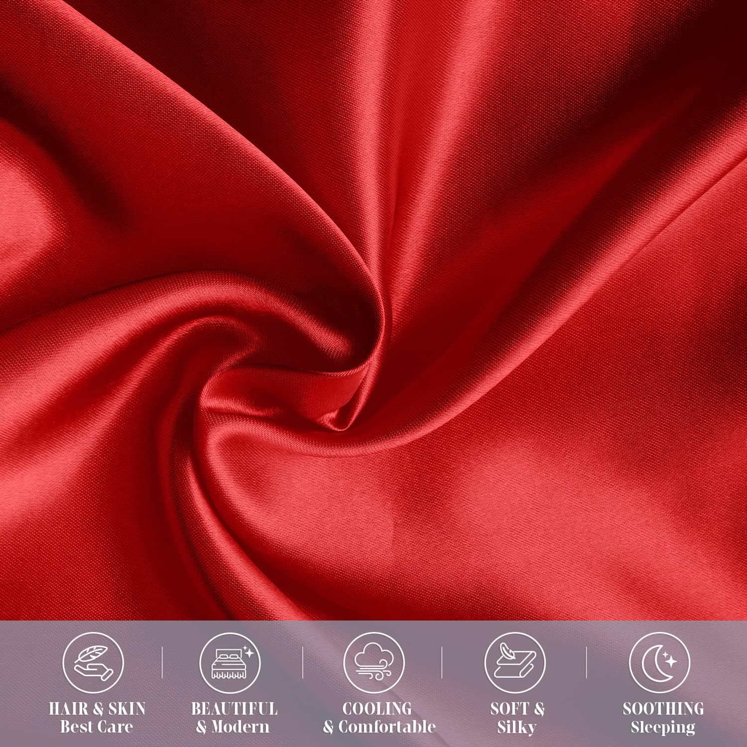 Elegantcomfort Elegant Comfort 6-Pack Cooling Viscose Satin Pillowcase Set with Hidden Zipper Closure, Silky Smooth for Hair and fabric…