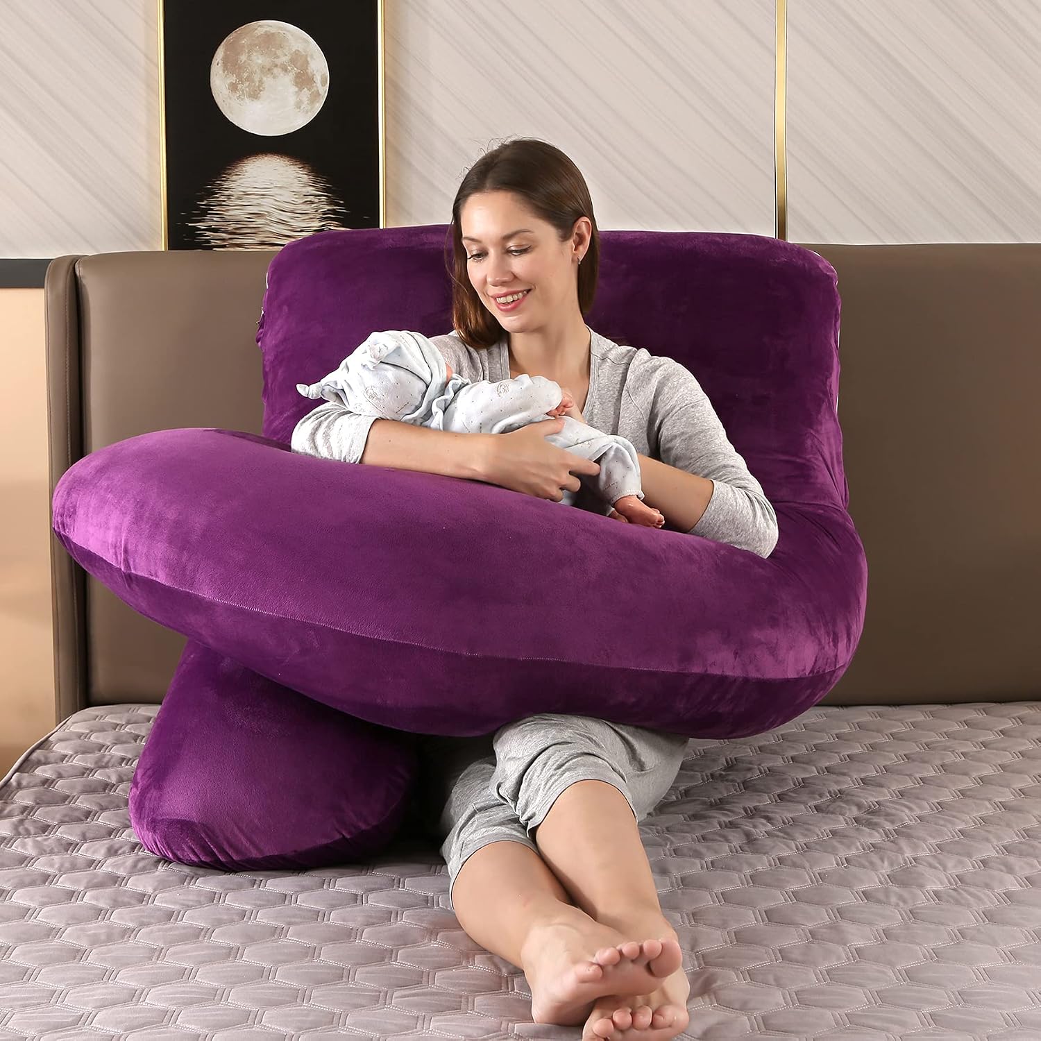 BATTOP Pregnancy Pillows for Sleeping, Full Body Pillow for Pregnancy Women with Removable Cover, Support for Back, HIPS, Legs, Belly, Must…