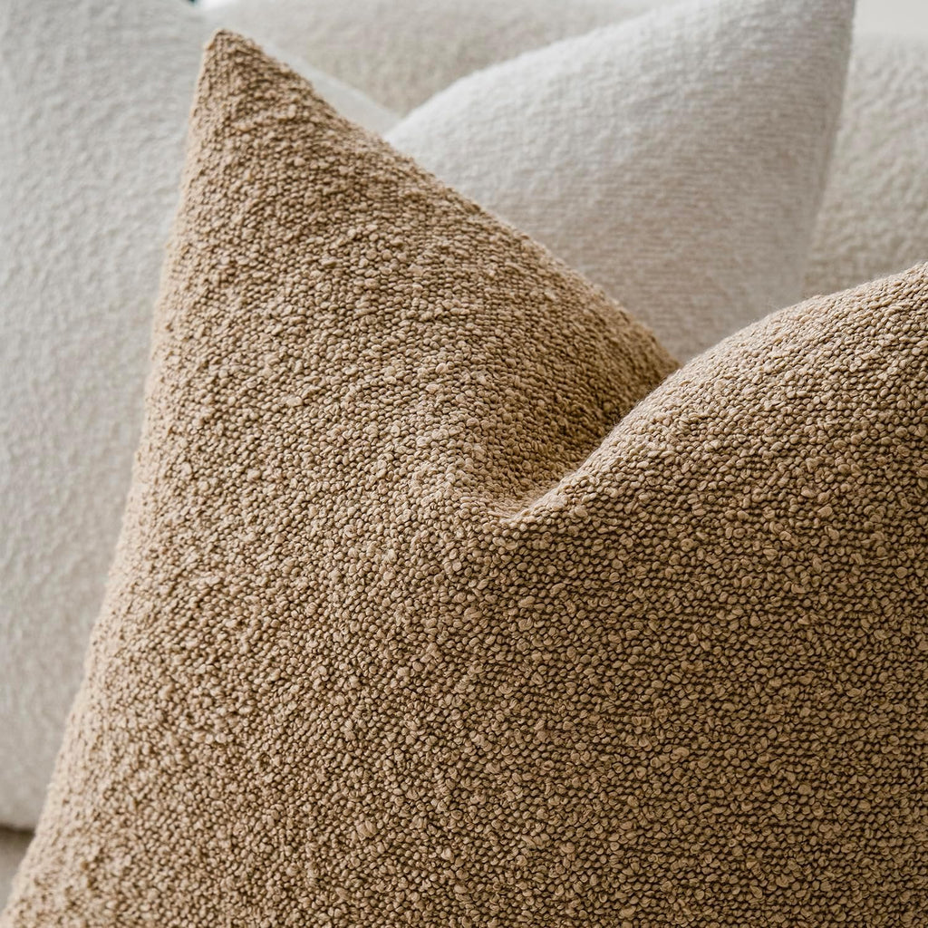 Foindtower Textured Boucle Throw Pillow Covers Accent Solid Pillow Cases Cozy Soft Decorative Couch Cushion Case for Chair Sofa Bedroom…