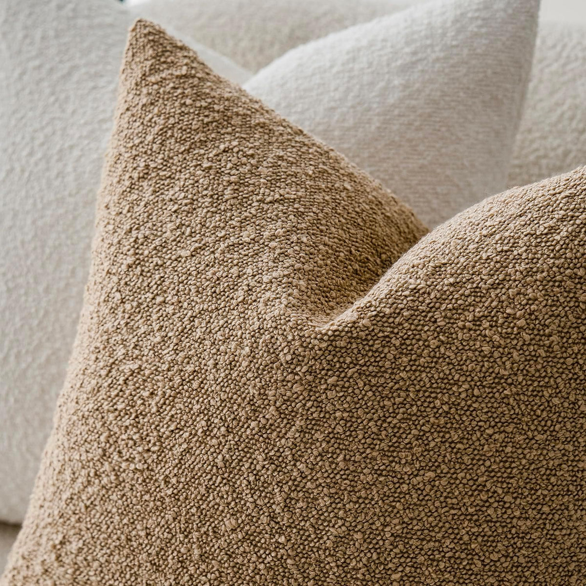 Foindtower Decorative Boucle Throw Pillow Covers Accent Solid Pillow Cases Cozy Soft Textured Couch Cushion Case for Chair Sofa Bedroom…