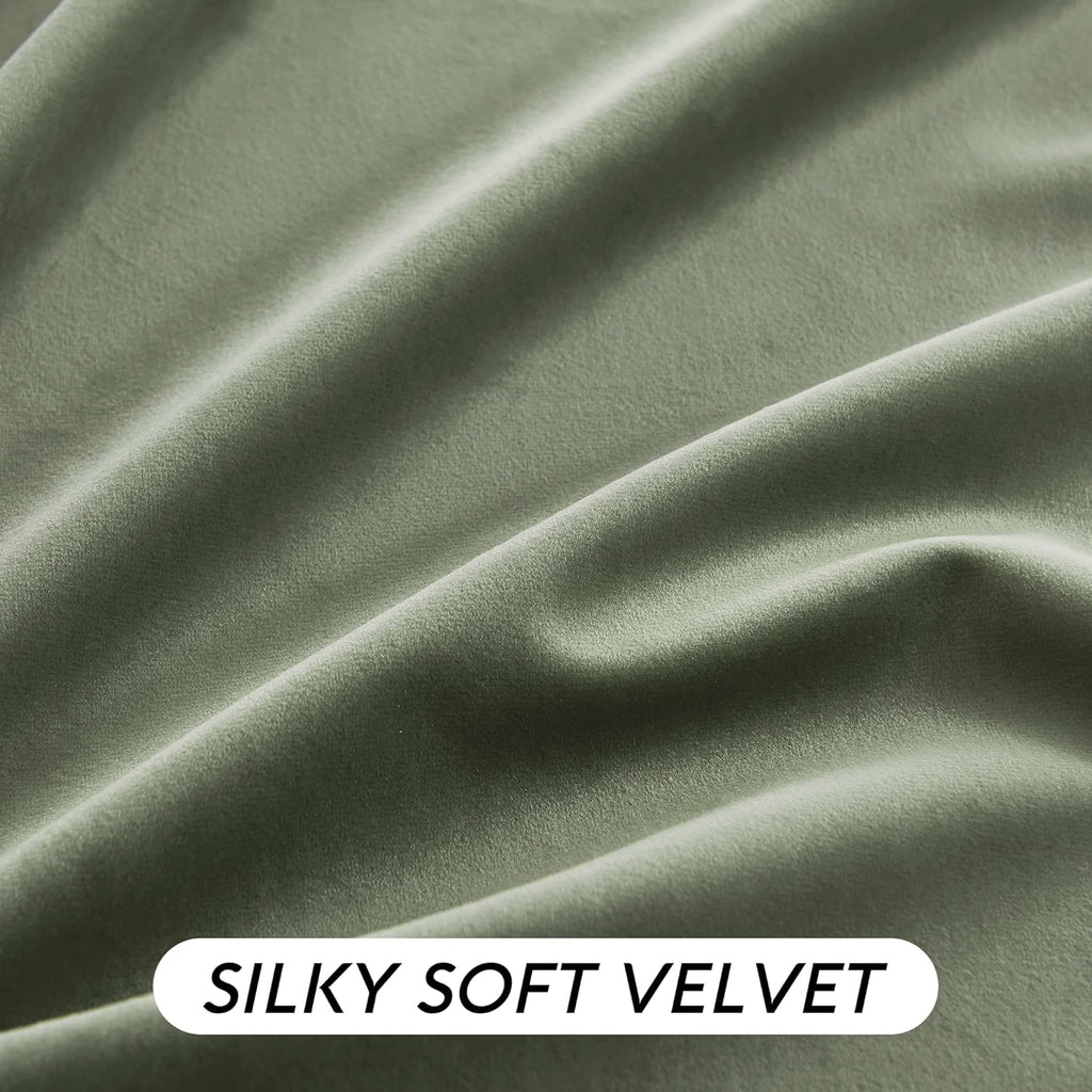 Rybhome RYB HOME Sage Green Velvet Curtains 84 inches, Room Darkening Super Soft Velvet Drapes with Pleat Tape for Living Room, Thermal Ins…