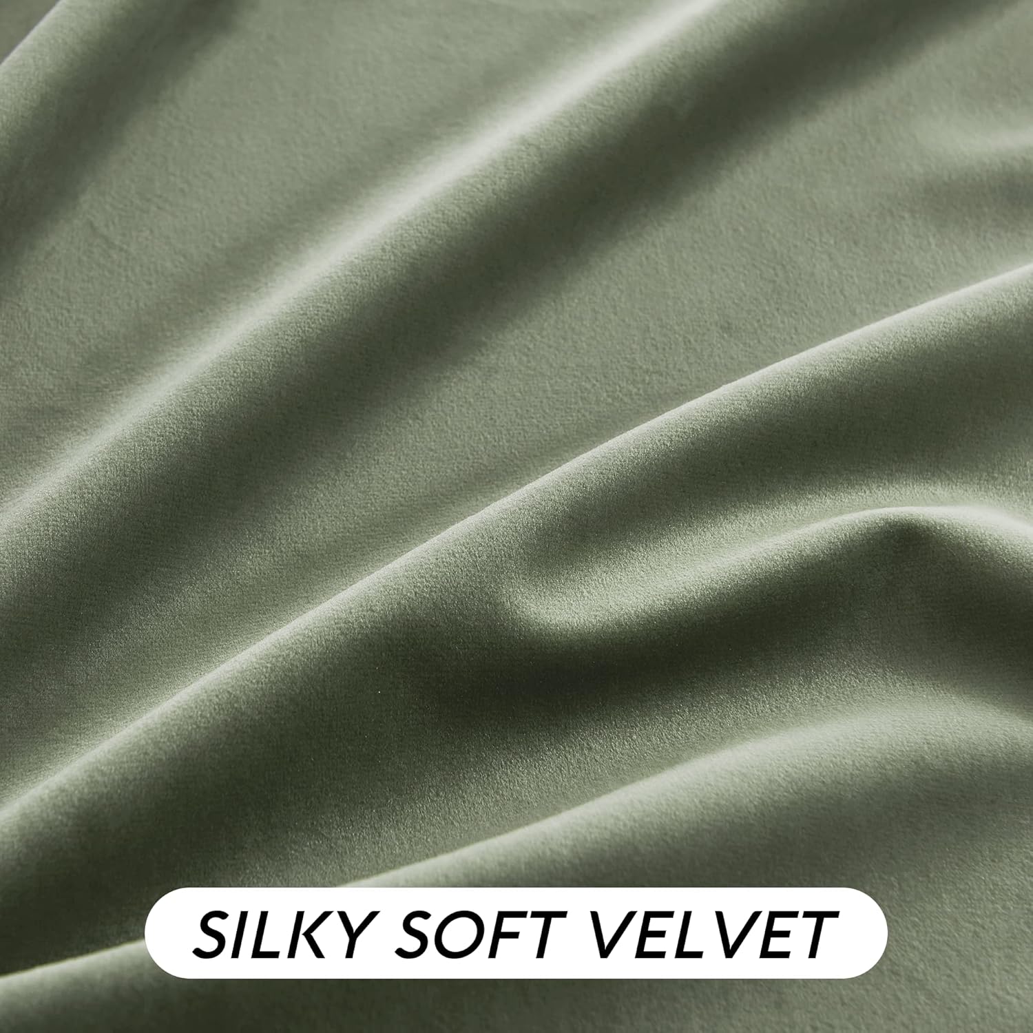 Rybhome RYB HOME Sage Green Velvet Curtains 84 inches, Room Darkening Super Soft Velvet Drapes with Pleat Tape for Living Room, Thermal Ins…