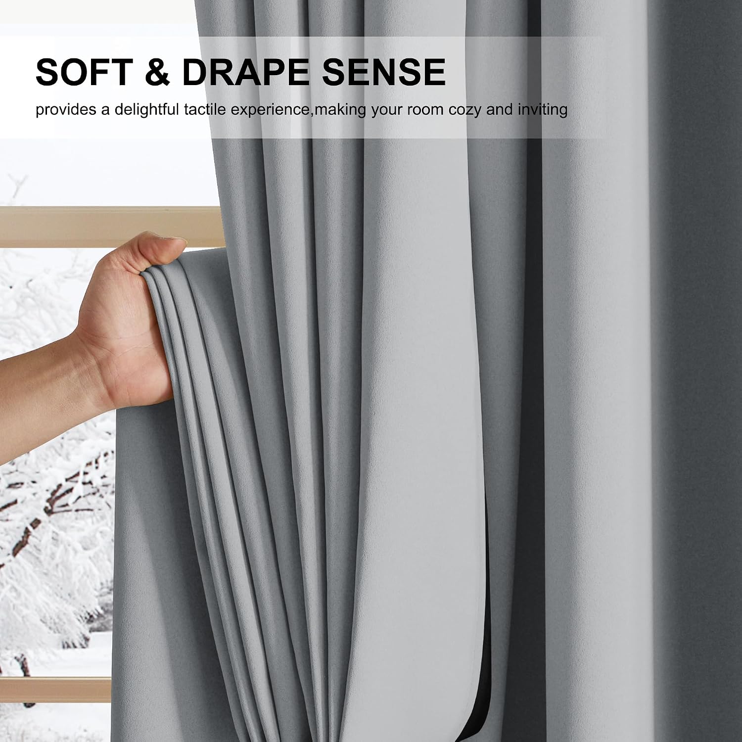 NICETOWN Grey Blackout Curtains for Bedroom 63 Inch Long - Grommet Thermal Insulated Plylux Curtains Light Block Room Darkening Window…