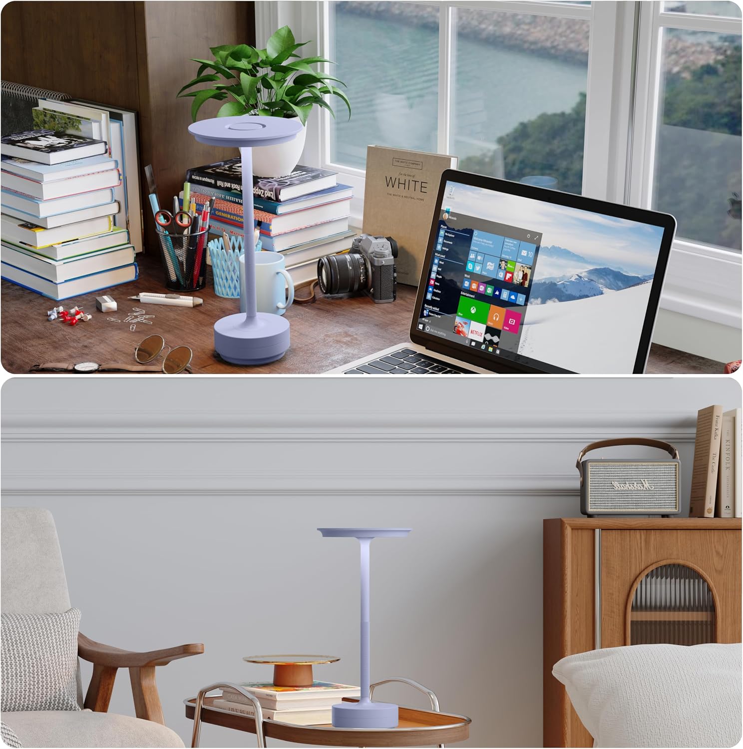 TBBGA 2 Pack Rechargeable Cordless Table Lamps, Portable 5000mAh Outdoor Table Light, 3 Color Stepless Dimming LED Table Lamp with Memory…