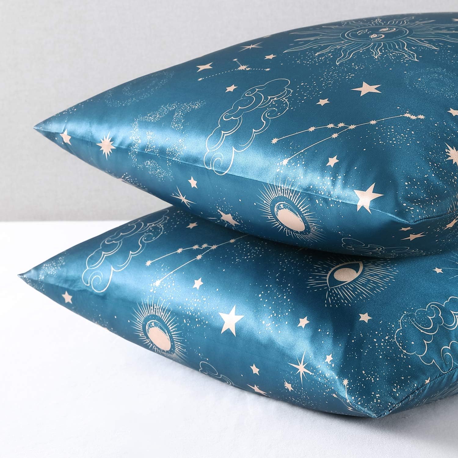 EXQ Home Satin Pillowcase for Hair and Skin, Pillow Cases King Size Pillow Case Set of 2 Satin Pillow Covers with Envelope Closure Sun…