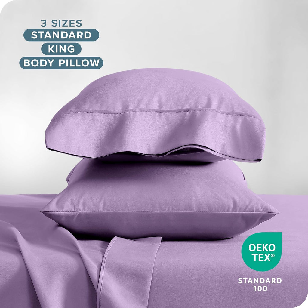 BareHome Bare Home Microfiber Pillow Cases - Standard/Queen Size Set of 2 - Cooling Pillowcases - Double Brushed - Lavender Pillowcases 2 P…
