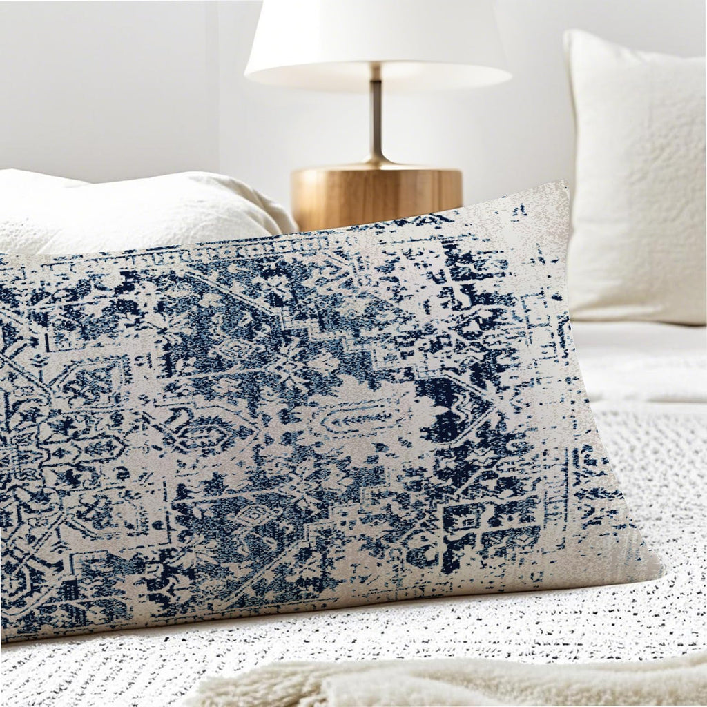 Retro Boho Blue Tribal 20x54 Body Pillow Cover, Boho Home Room Decor, Vintage Blue Ethnic Moroccan Decorative Long Body Pillow Cases for…