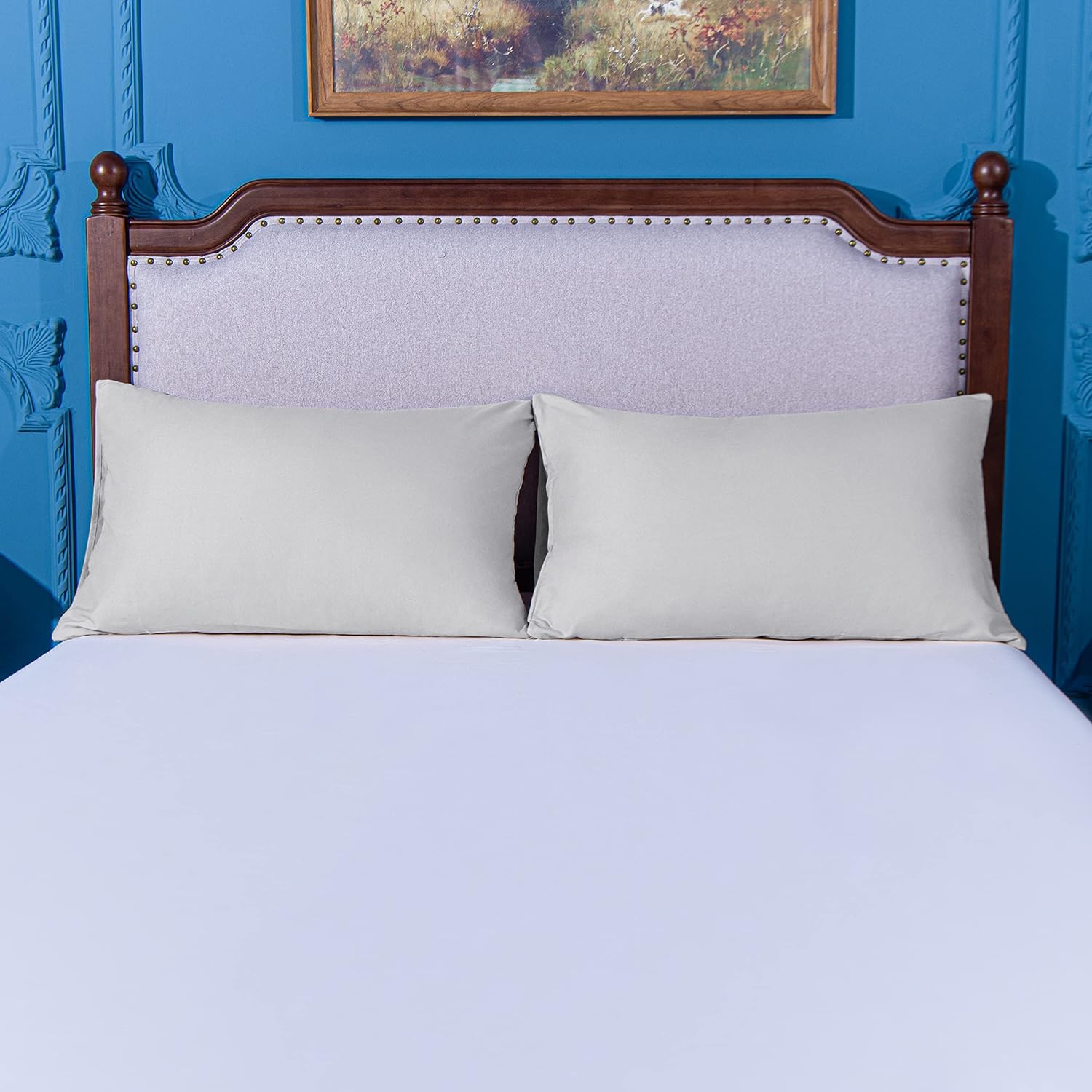 Ntbay Standard Pillowcase Set - 2 Pack Brushed Microfiber 20x26 Pillowcases - Soft, Wrinkle-Free, Fade-Resistant, Stain-Resistant, Light Gr…