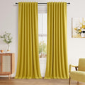 Guken 100% Blackout Curtains 90 Inch Length 2 Panels Set for Living Room Bedroom Back Tab Thermal Insulated Black Out Linen Drapes Room Dar…