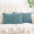 Hwy50 HWY 50 Smoky Blue Lumbar Pillow Covers 12x20 Inch Pack of 2, Soft Chenille Decorative Throw Pillow Covers Farmhouse for Couch Sofa Li…