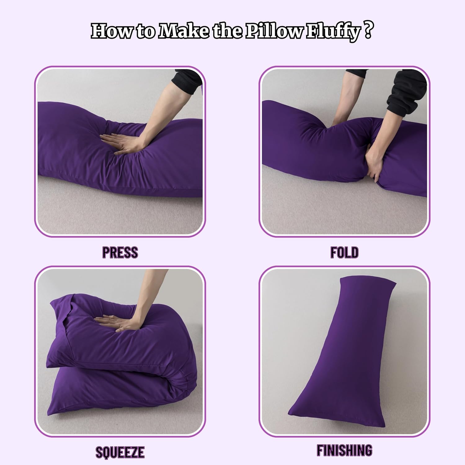 Ubauba Memory Foam Body Pillow with Cover, Full Large Body Pillows Insert for Adults with Envelope Closure Pillowcase, Firm & Fluffy Long…