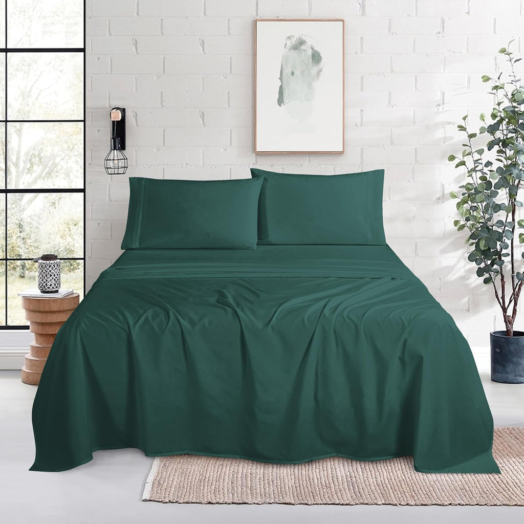 MocassiLuxuryBedding Mocassi Twin XL Size 4-Piece Bed Sheet Set - 1800 Hotel Quality Microfiber 18-24 Inches Extra Deep Pocket Fitted Sheet…