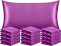 Ntbay 12 Pack Satin King Pillowcases for Hair and Skin, Luxurious and Silky Pillow Cases with Envelope Closure, 20 x 36 Inches, Purple 12 P…