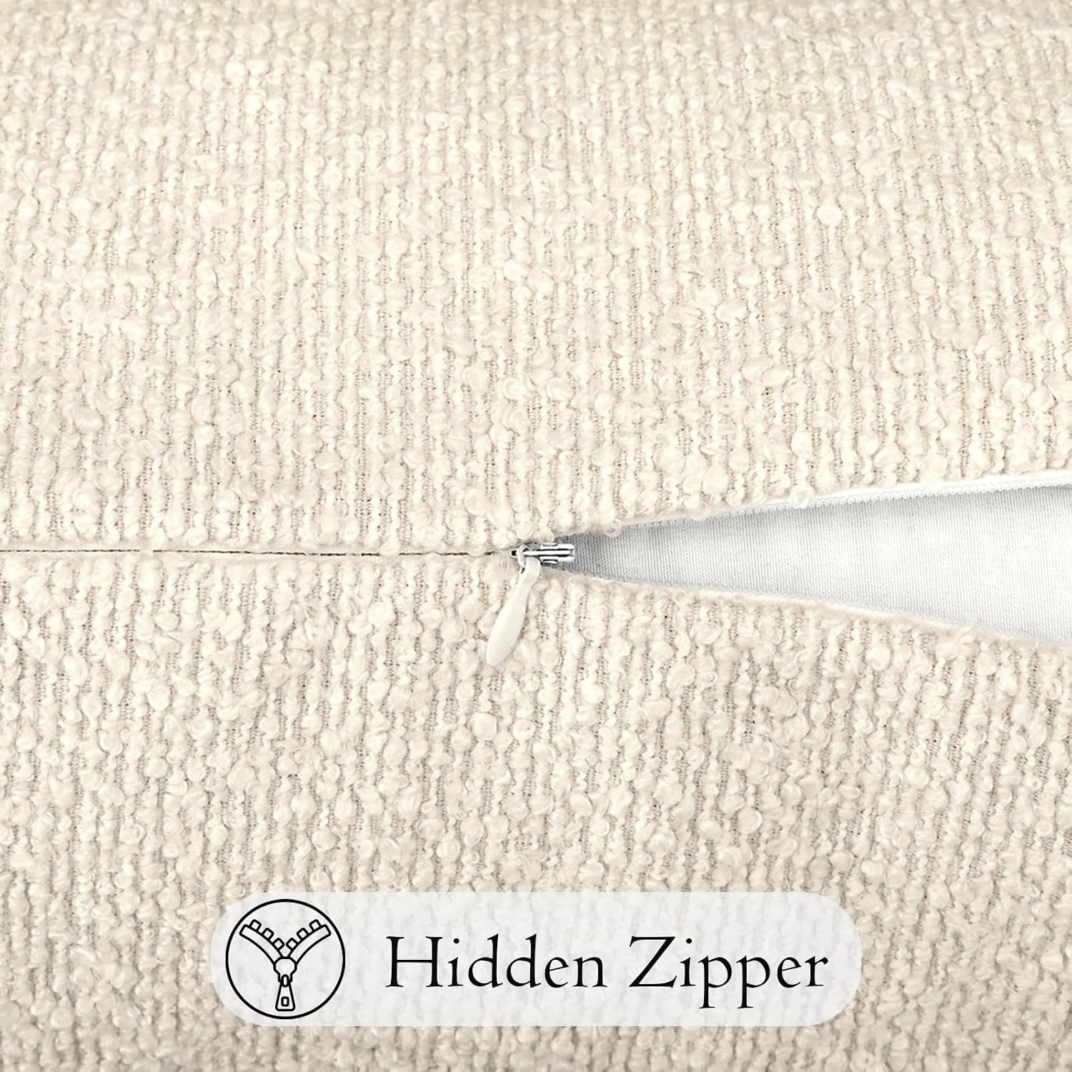 JoraLion 16x16 inch Boucle Throw Pillow Covers, Cream Woven Texture Neutral Pillow Cover Breathable Cushion Case for Couch Sofa Bed…
