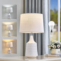 Modern Ceramic Table Lamp, White Desk Lamp 18.5" for Living Room Bedroom Dorm Farmhouse Office Bedside Night Stand End Corner, 3-Color…