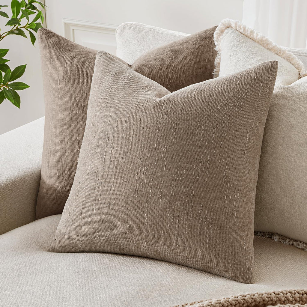 MIULEE Pack of 2 Decorative Throw Pillow Covers Soft Chenille Throw Pillows Solid Textured Cushion Covers for Couch Sofa Bedroom Living…