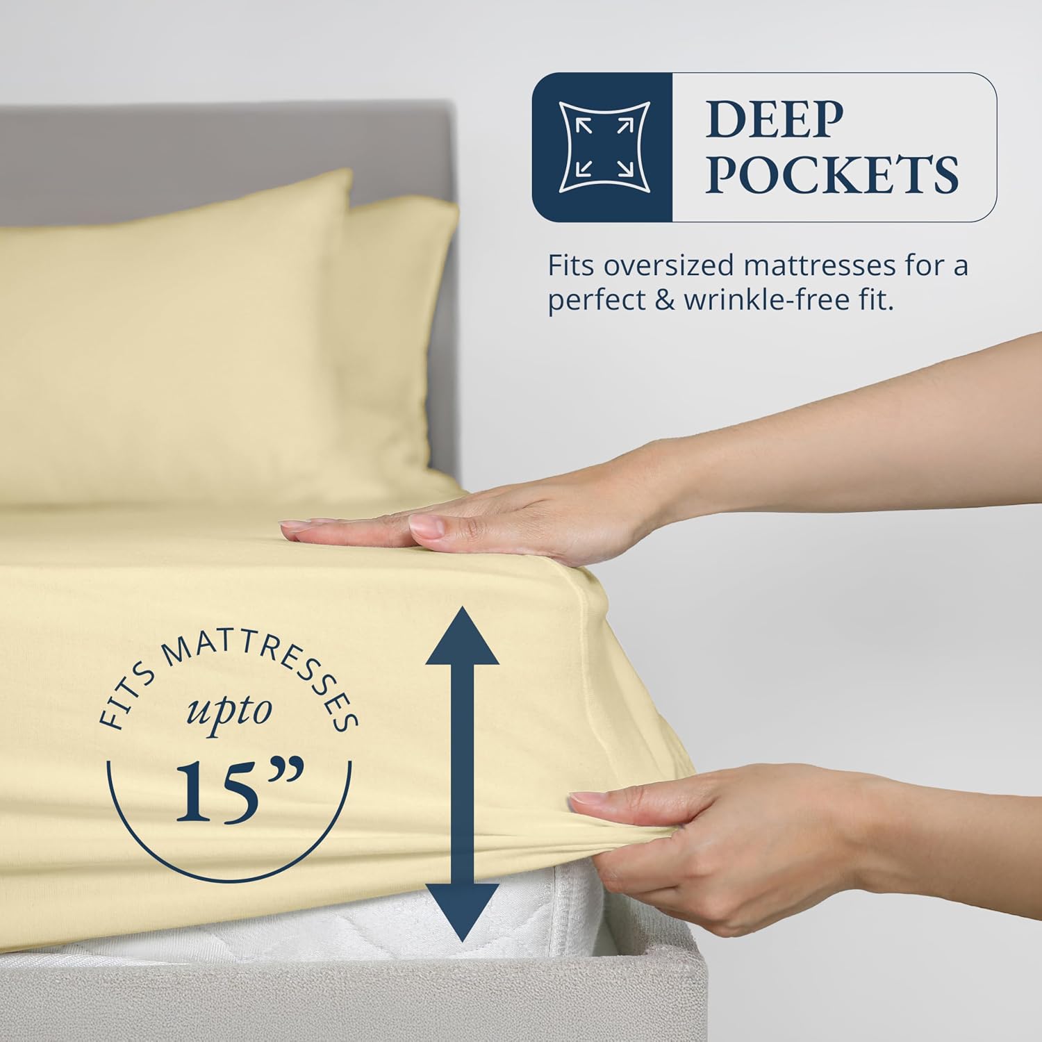 LANE LINEN Twin XL Fitted Sheet, 100% Organic Cotton 2-Piece Set (1 Fitted Sheet, 1 Pillowcase), Percale Weave, Bottom Sheet, Soft…