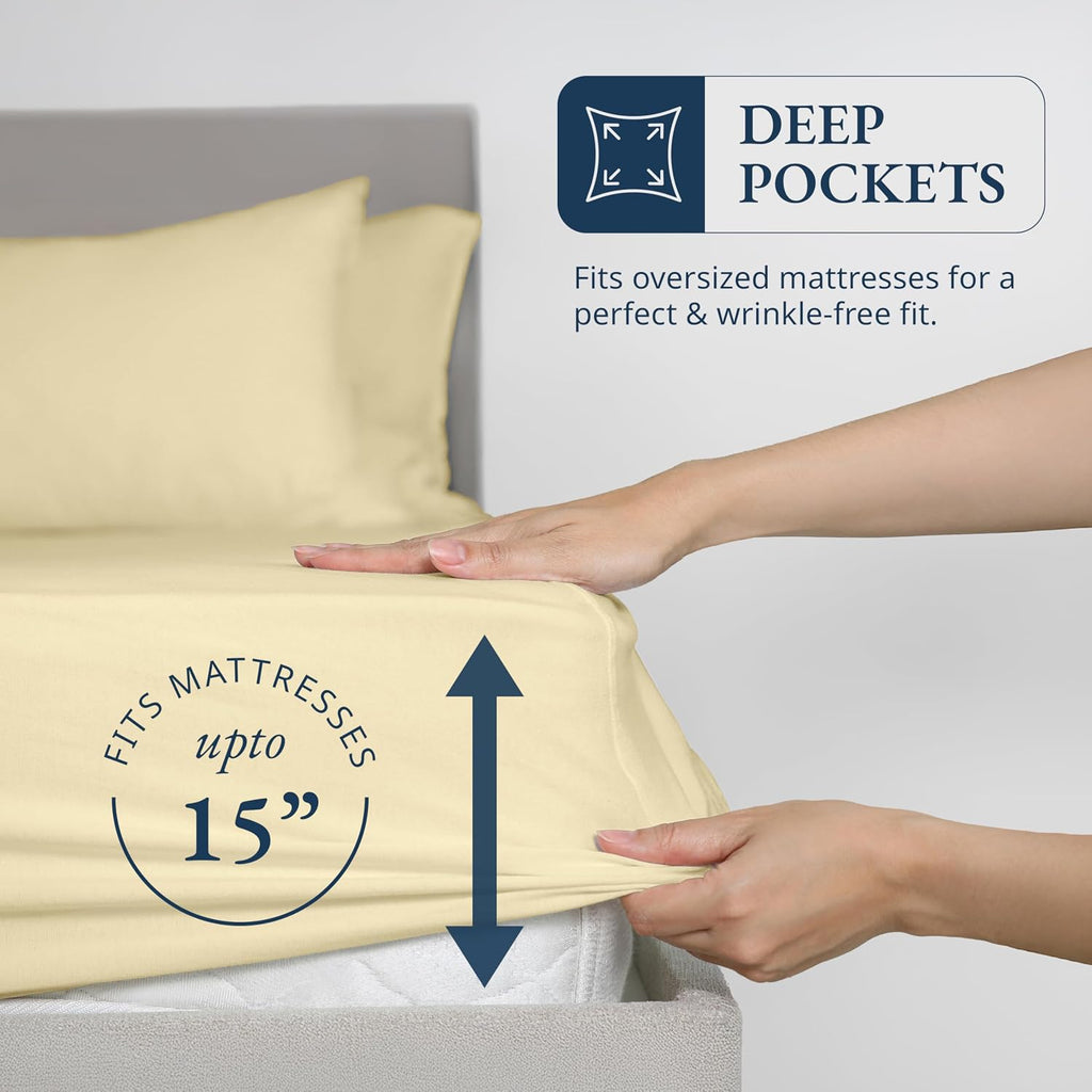 LANE LINEN Full Fitted Sheet, 100% Organic Cotton, 3-Piece Set (1 Fitted Sheet,2 Pillowcases), Percale Weave, Bed Bottom Sheet, Ultra…