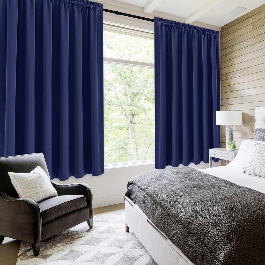 DWCN Blackout Curtains for Living Room Thermal Insulated, Energy Saving & Noise Reducing Bedroom Curtains, Navy, W 70x L 72 Inch, Set of…