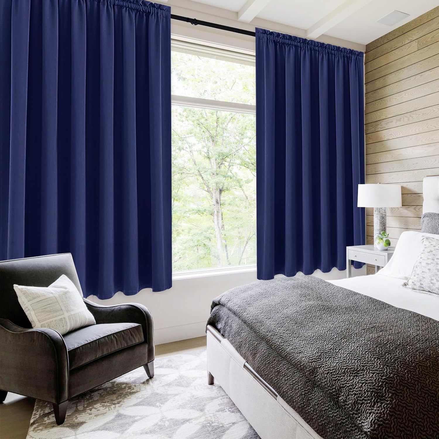 DWCN Blackout Curtains for Living Room Thermal Insulated, Energy Saving & Noise Reducing Bedroom Curtains, Navy, W 70x L 72 Inch, Set of…