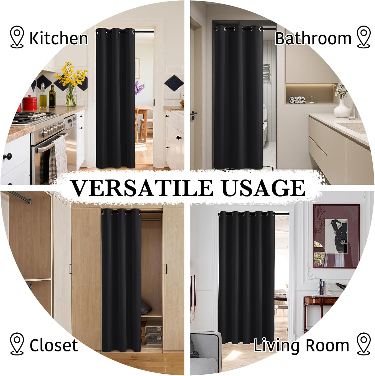 Rybhome RYB HOME Extra Long 100% Blackout Room Divider Curtains for Bedroom 108 Inch Long, Extra Wide Privacy Sliding Door Blinds for Patio…