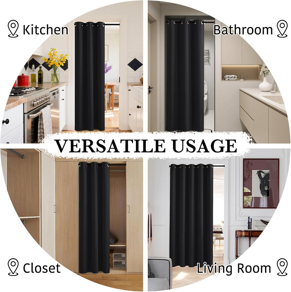 Rybhome RYB HOME 100% Blackout Door Curtain for Doorway/Open Closet, Privacy Temporary Door for Bedroom/Kitchen/Laundry/Patio, Thermal Insu…