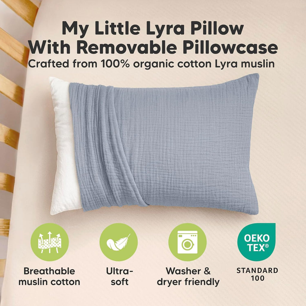 KeaBabies Toddler Pillow with Pillowcase – 13x18 Soft, Breathable Organic Cotton Muslin Kids Pillow for Sleeping, Travel, Preschool Nap…