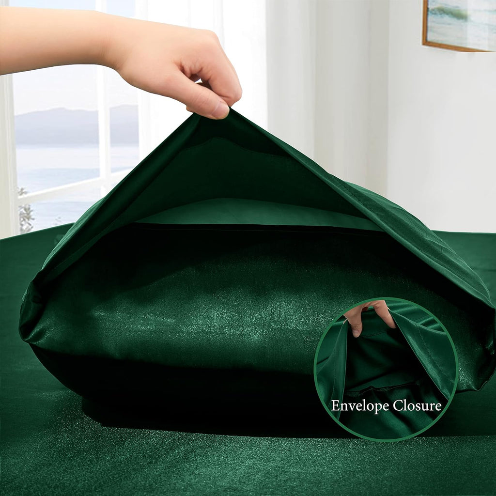 VACVELT 3pcs Emerald Green Satin Sheets Twin Size Bed Set, 15 Inch Deep Pocket Silky Satin Sheet Set, Soft Satin Bedding Set Cooling &…