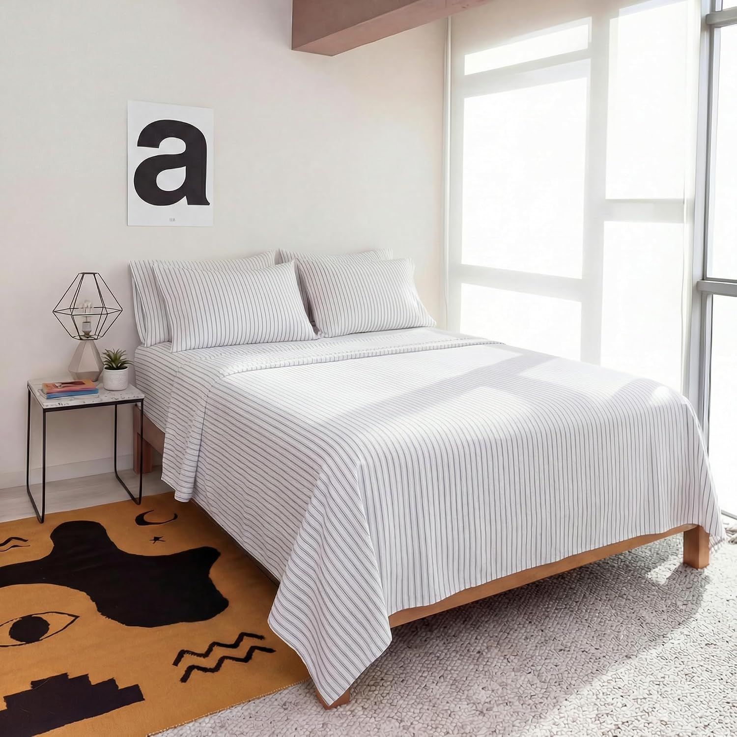 Perupima Peru Pima 415 Thread Count Percal Queen Sheet Set - 100% Peruvian Pima Cotton, 4 Piece (Flat, Fitted, 2 Pillowcases) - Cooling, Cr…