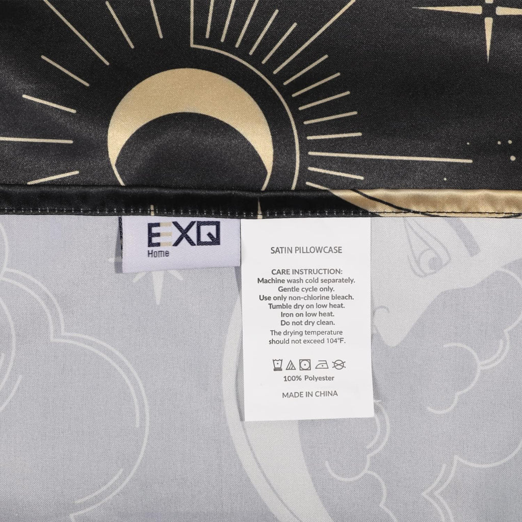 EXQ Home Satin Pillowcase for Hair and Skin - Black Printed Silk Body Pillowcase 20x54 inches - Body Pillow Cases with Envelope Closure…