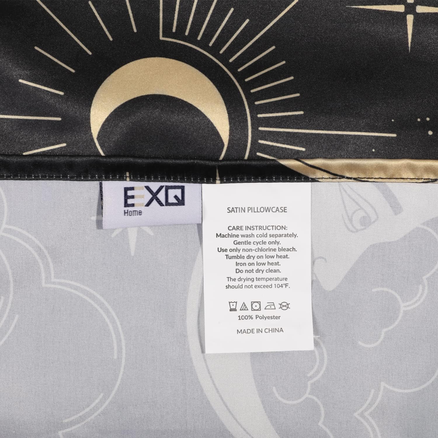 EXQ Home Satin Pillowcase for Hair and Skin - Black Printed Silk Body Pillowcase 20x54 inches - Body Pillow Cases with Envelope Closure…