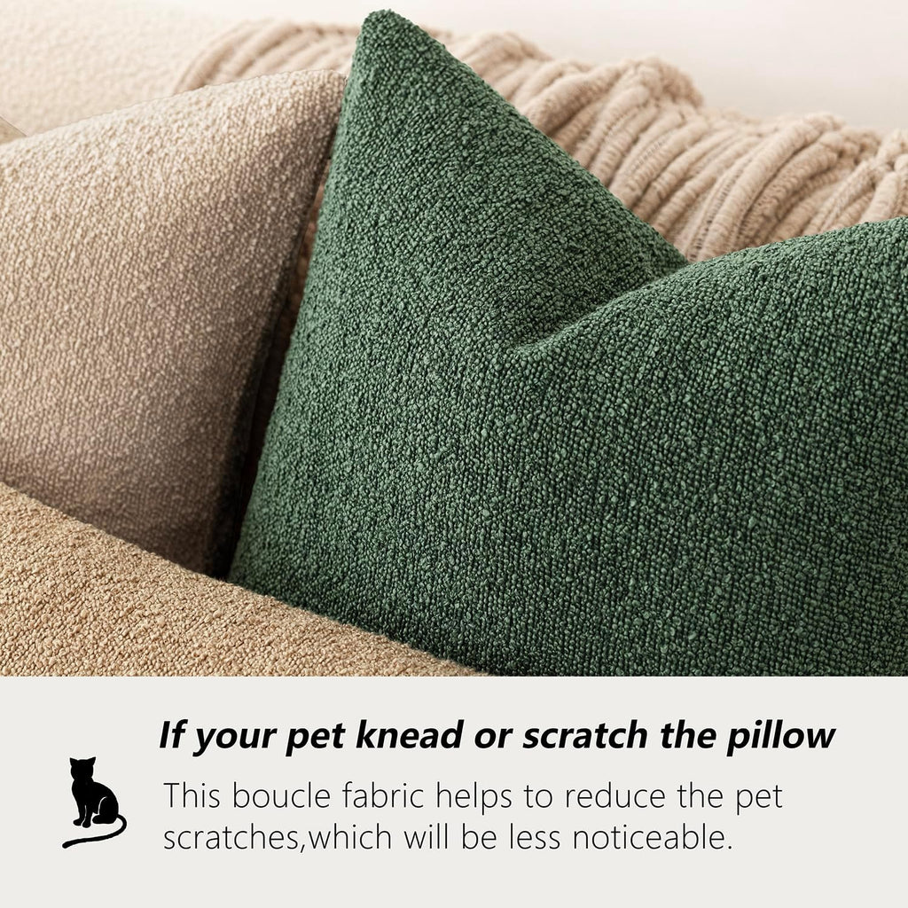 Foindtower Decorative Textured Boucle Throw Pillow Covers Accent Solid Pillow Cases Neutral Soft Cozy Couch Cushion Case for Chair Sofa…