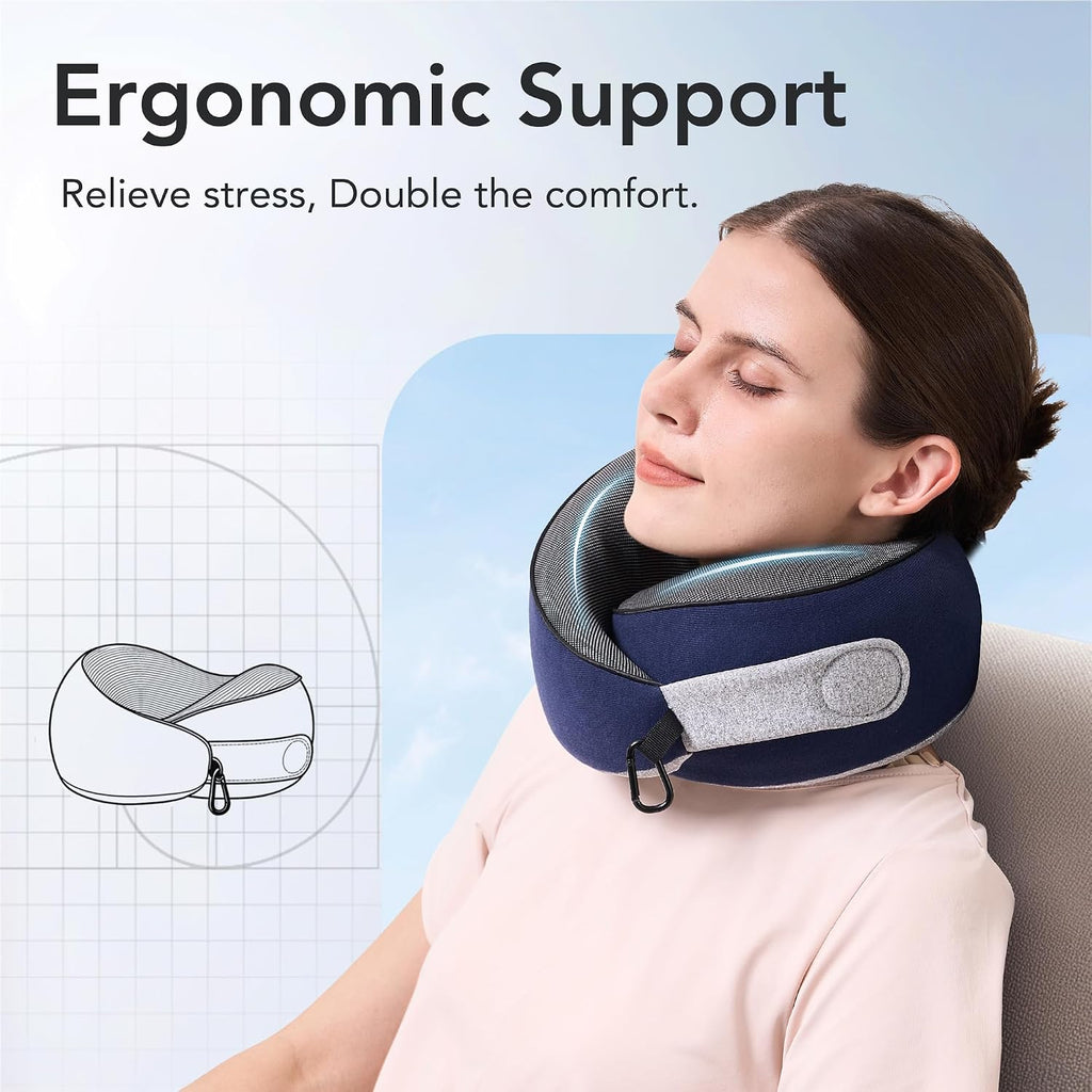 KPNEOL Travel Pillow, 100% Pure Memory Foam Travel Neck Pillow Airplane Neck Support Ergonomic Design for Traveling Suitable for…