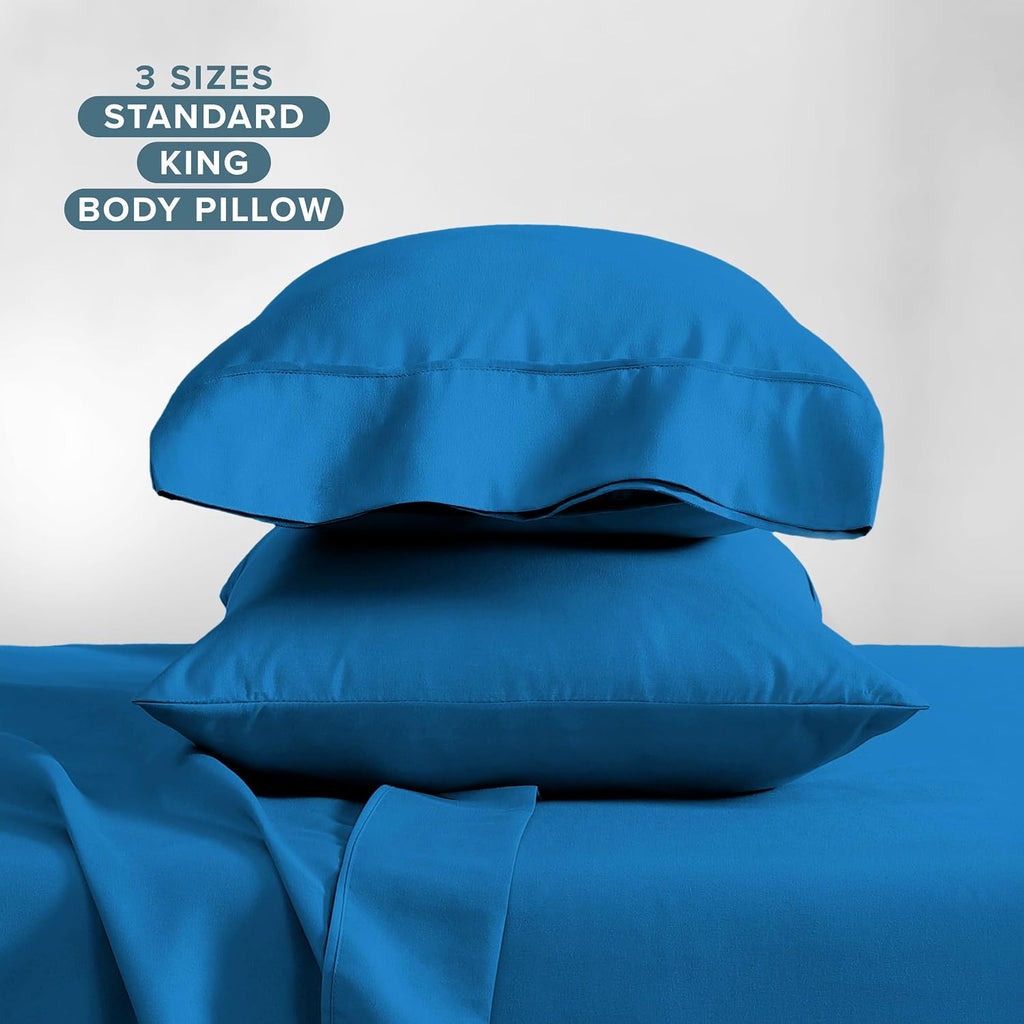 BareHome Bare Home Microfiber Pillow Cases - King Size Set of 2 - Cooling Pillowcases - Double Brushed - Medium Blue Pillowcases 2 Pack - E…