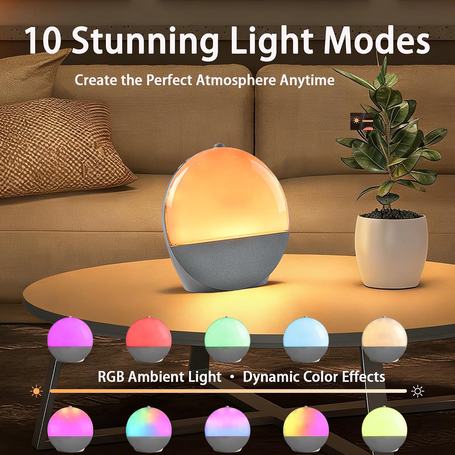 Sunrise Alarm Clock White Noise Machine | Natural Wake-Up Light for Bedroom with 8 Soothing Sleep Sounds, Dimmable Clock & Bluetooth…