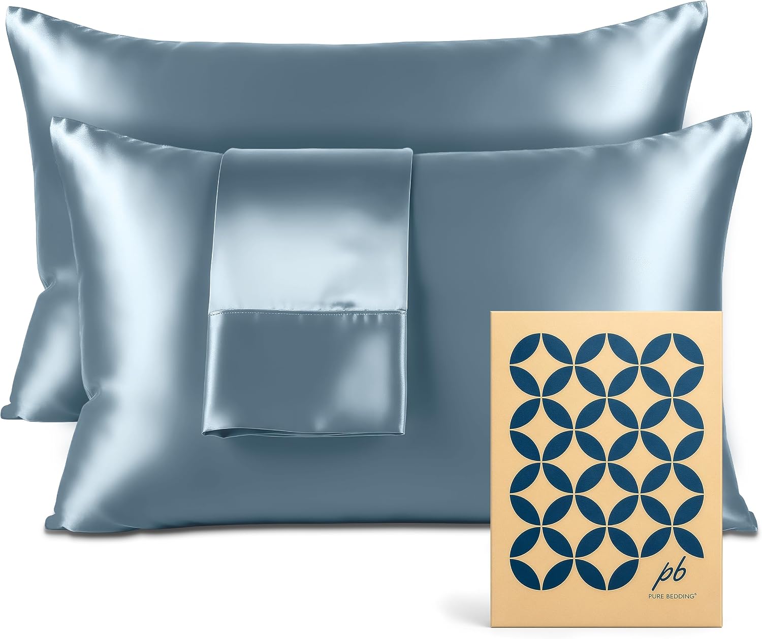 PureBedding Pure Bedding Satin Pillowcase 2 Pack - Queen Size (20"x30", SkyBlue) - Silky Pillow Cases for Hair and Skin - Satin Pillow Cove…
