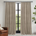 Rybhome RYB HOME Camel Beige Velvet Curtains 96 inch, Room Darkening Window Curtains with Multiple Hanging Options Heavy Duty Plush Backdro…