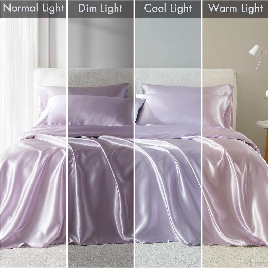 Madisonpark Madison Park Satin Sheets Full Size, Luxurious Silky Bed Sheets, Elastic 14" Pocket fits up to 16" Mattress, Wrinkle-Free, Soft…