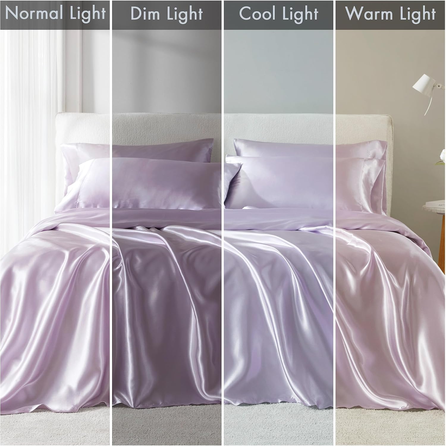Madisonpark Madison Park Satin Sheets Cal King Size, Luxurious Silky Bed Sheets, Elastic 14" Pocket fits up to 16" Mattress, Wrinkle-Free,…