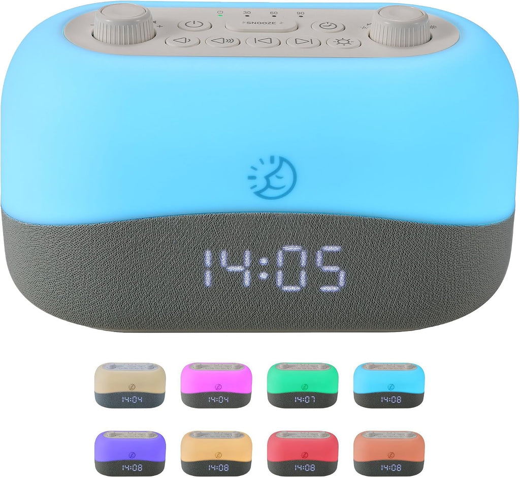 SleepZM Sleep ZM White Noise Machine with 29 Sounds + 16 Colors Digital Alarm Clock & Amber Night Light for Blue Light Blocking, Gentle Wak…