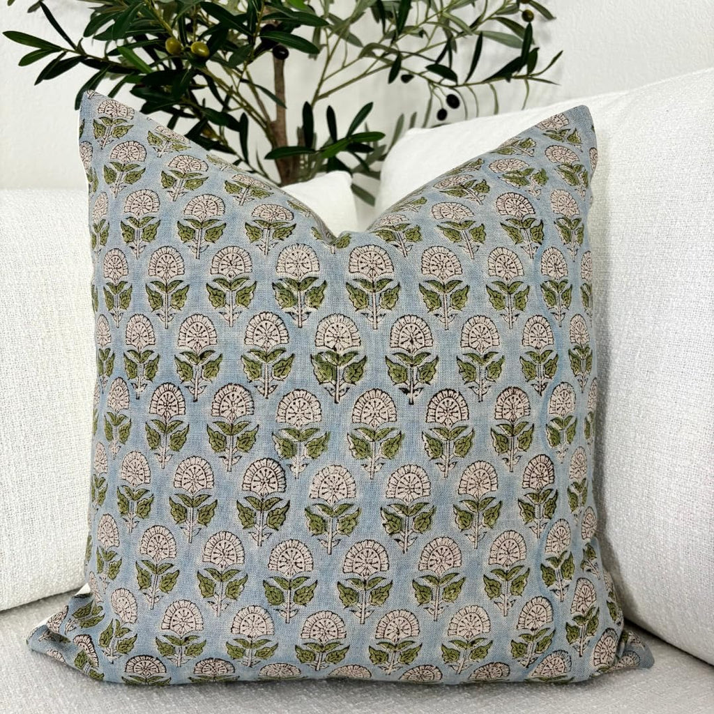 LineandLoop Linen Throw Pillow Covers 20x20 inch Floral Pillows Stripe Spring Decorative Pillow Covers for Living Room, Bedroom 0 Count 2 i…
