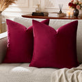 GIGIZAZAFocusingonhomedecoration GIGIZAZA Burgundy Pillow Covers 24x24: Pack of 2 Throw Pillows Soft Solid Covers - Velvet Decorative Couch…