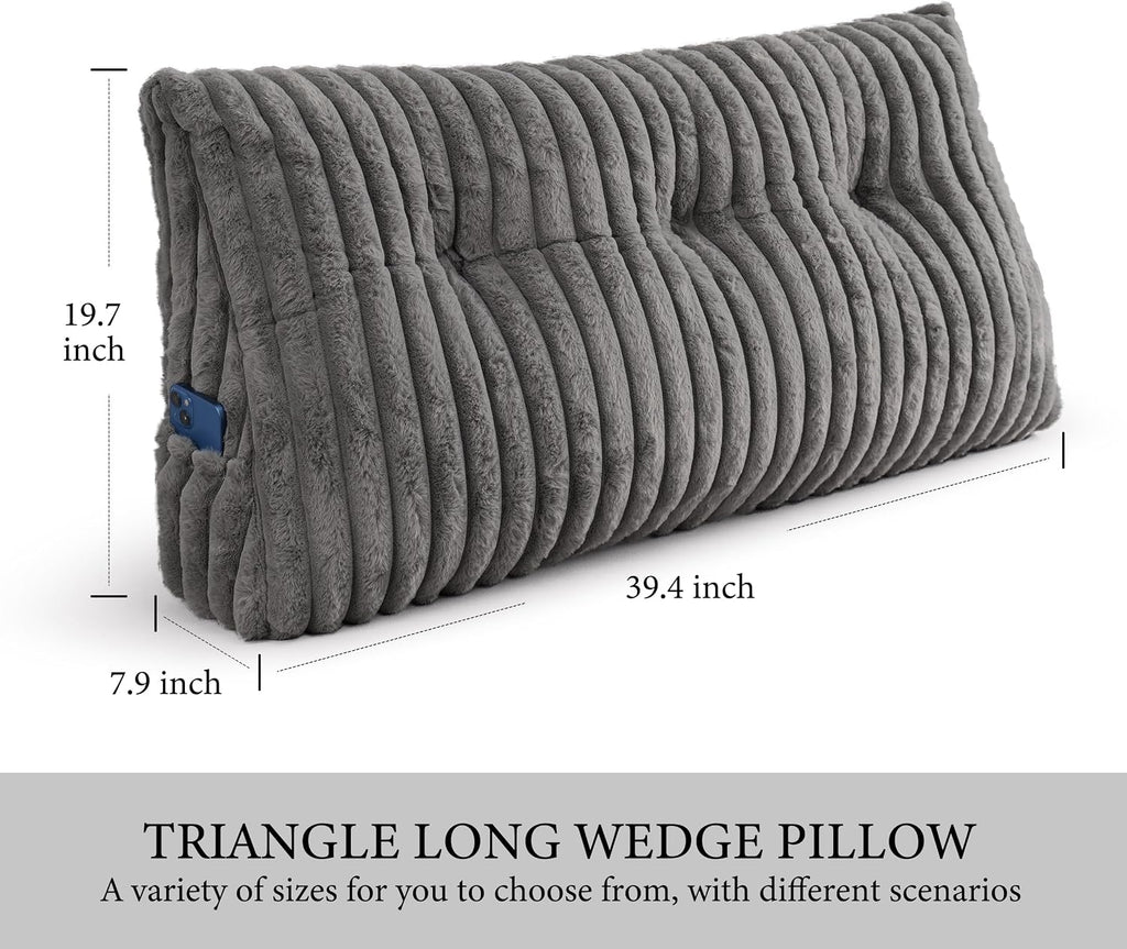 Headboard Pillow Twin XL, Triangular Wedge Pillow Headboard, Cushion Headboards Reading Pillows, Backrest Pillows for Sitting in Bed or…
