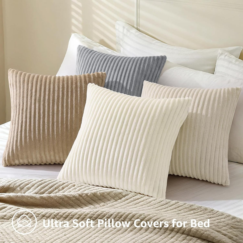 SimmoreHomeDecor Simmore Decorative Throw Pillow Covers 12x20 Set of 2, Soft Natural Plush Flannel Double-Sided Fluffy Lumbar Pillow Covers…