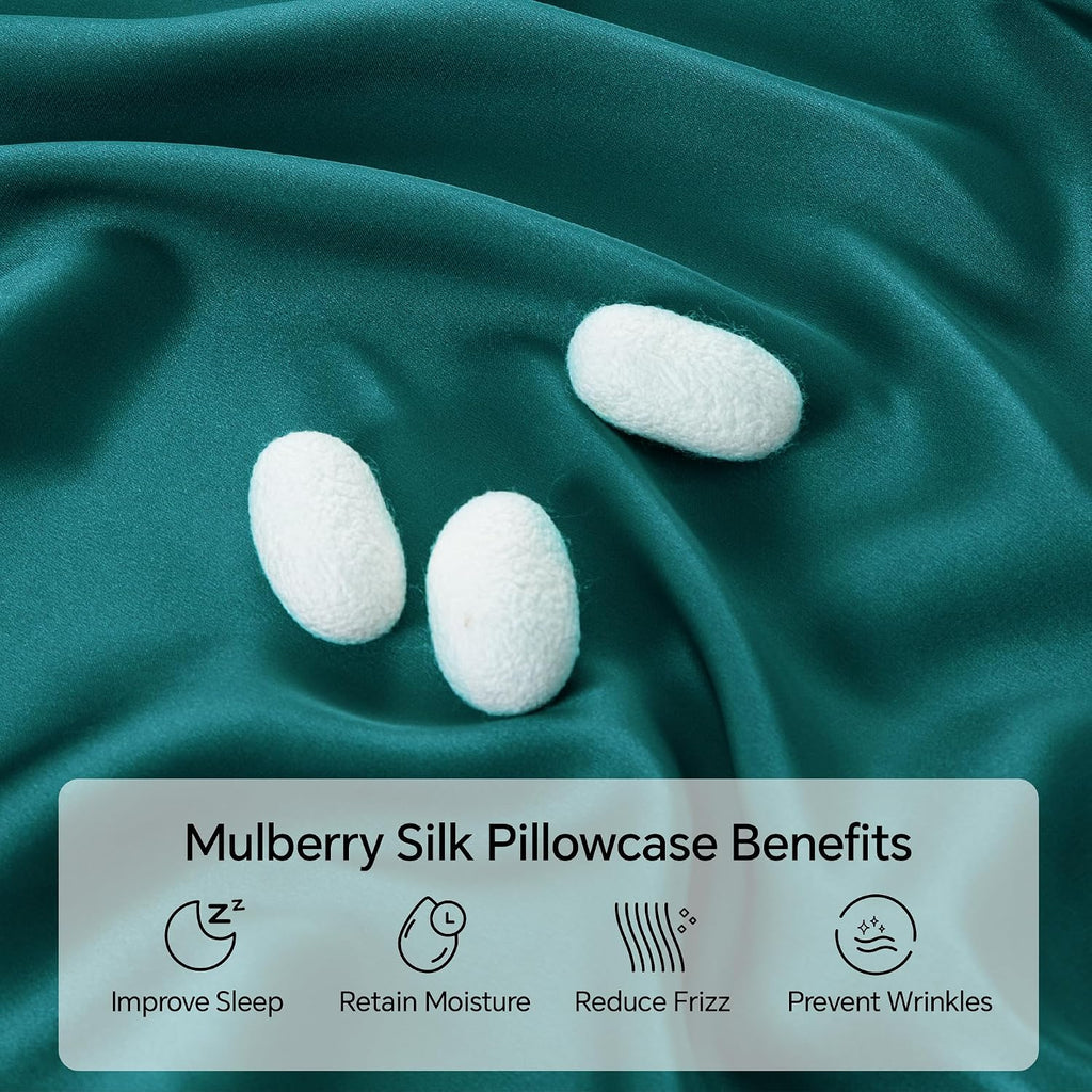 Infiixso Mulberry Silk Pillowcase for Hair and Skin, Silk Pillow Cases Standard Size with Hidden Zipper 20x26 Inches, Super Smooth and Soft…
