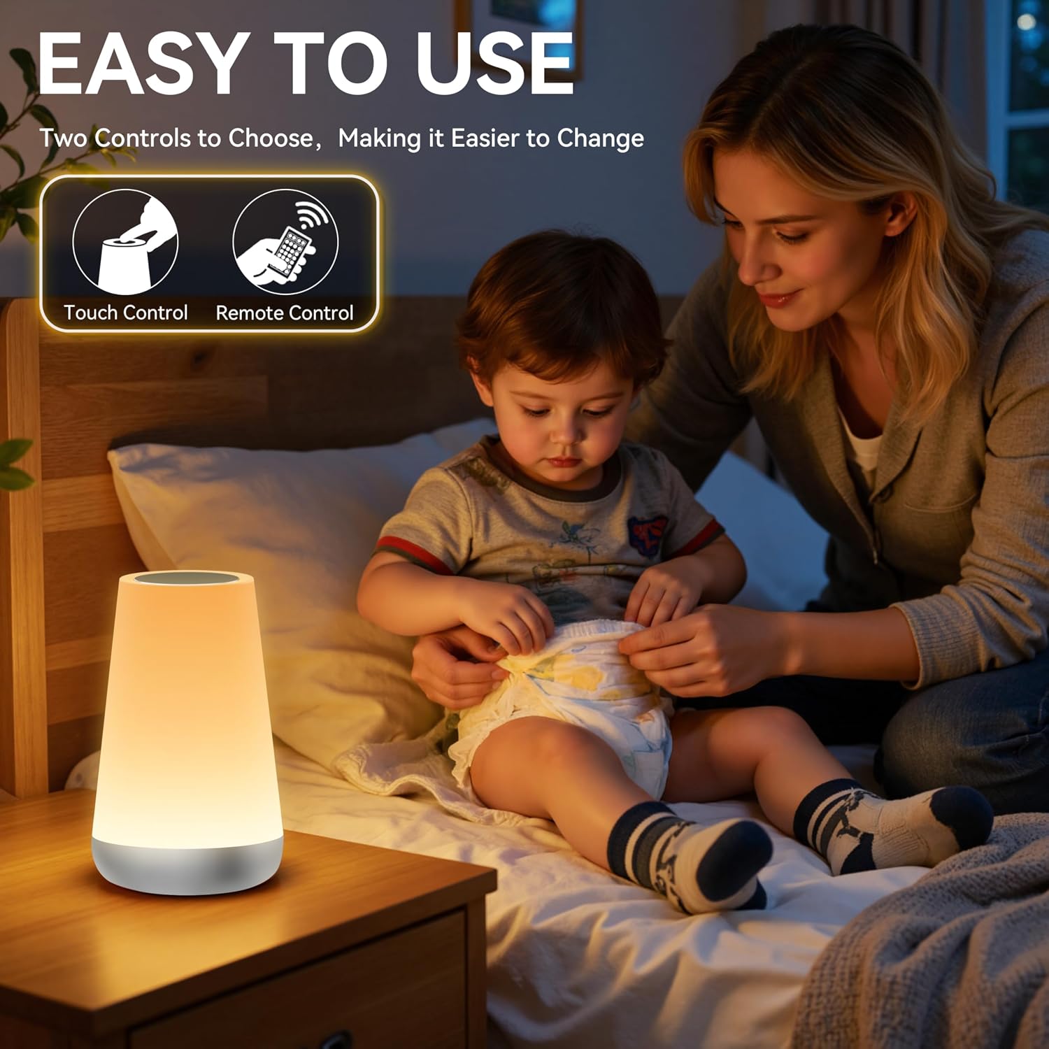 Auxmir Rechargeable LED Night Light, Touch & Remote Control Bedside Lamp with 13 Colors, 5 Brightness Levels, Portable Table Lamp for…
