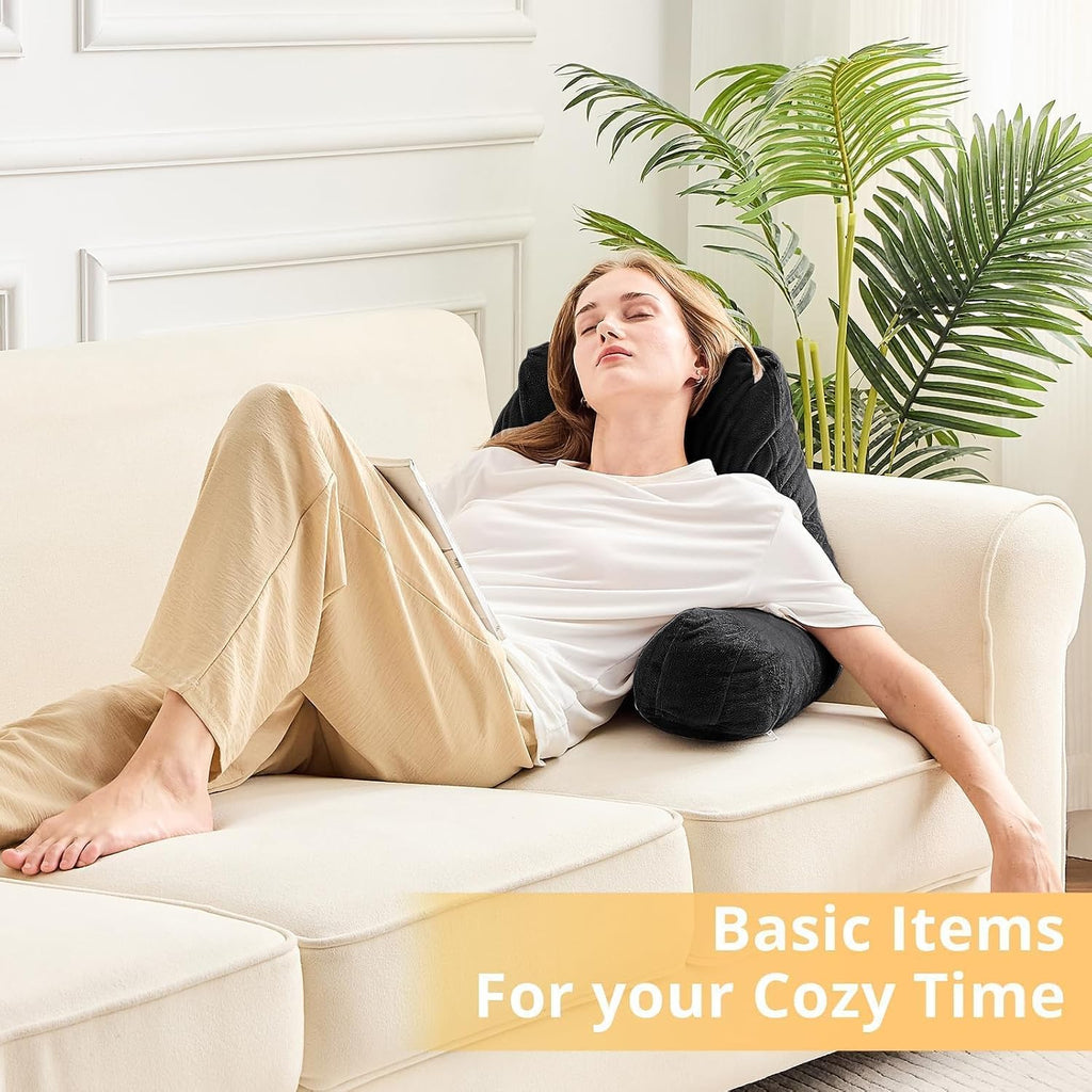 Sasttie Reading Pillow, Velvet Back Pillow for Bed Sitting Up, Adult Back-Rest Support Cushion with Arms for Sit Up on Couch, Sofa, and…