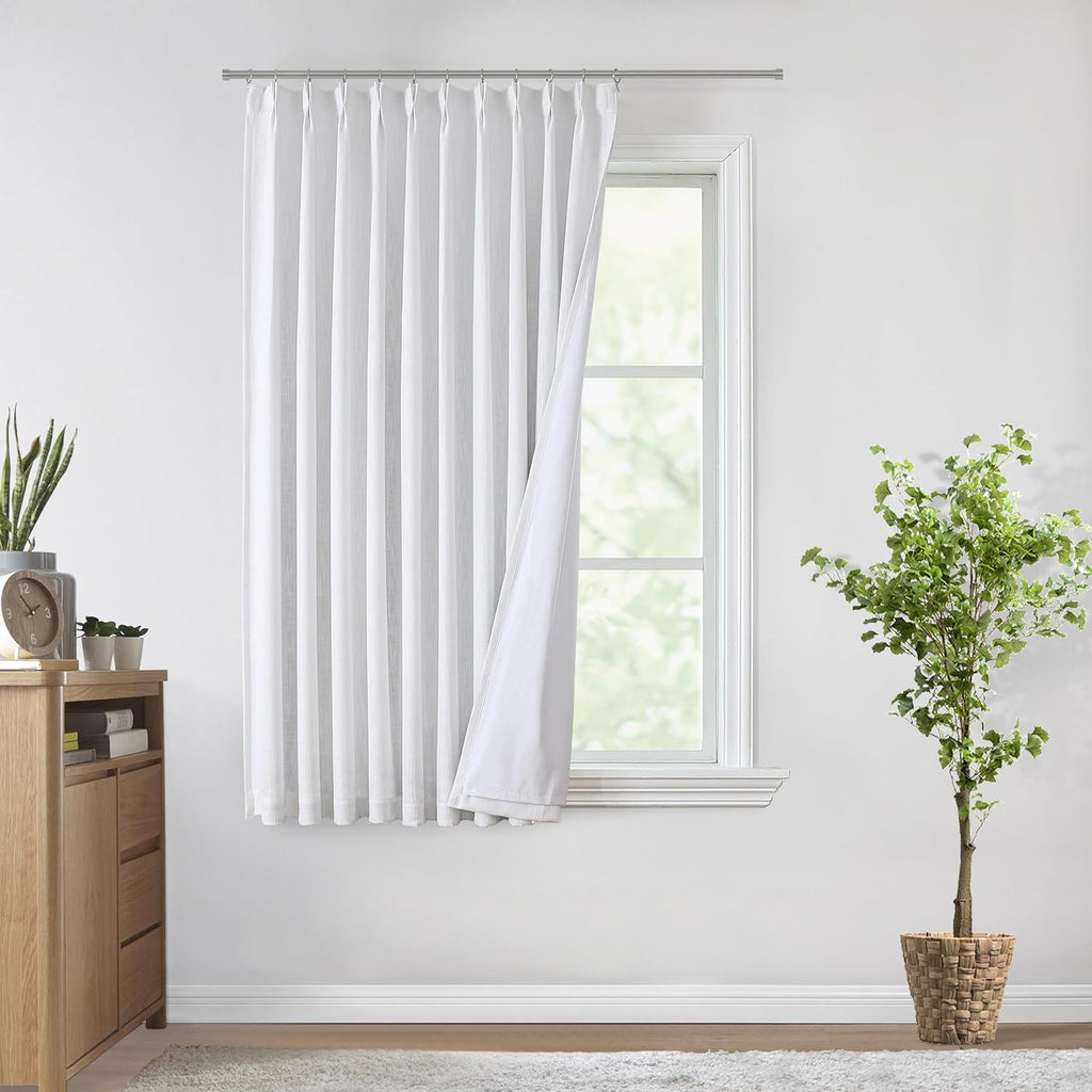 VisionHome Vision Home White Pinch Pleated Full Blackout Curtains 60 inch Wide Thermal Insulated Window Curtains for Living Room Bedroom Ro…